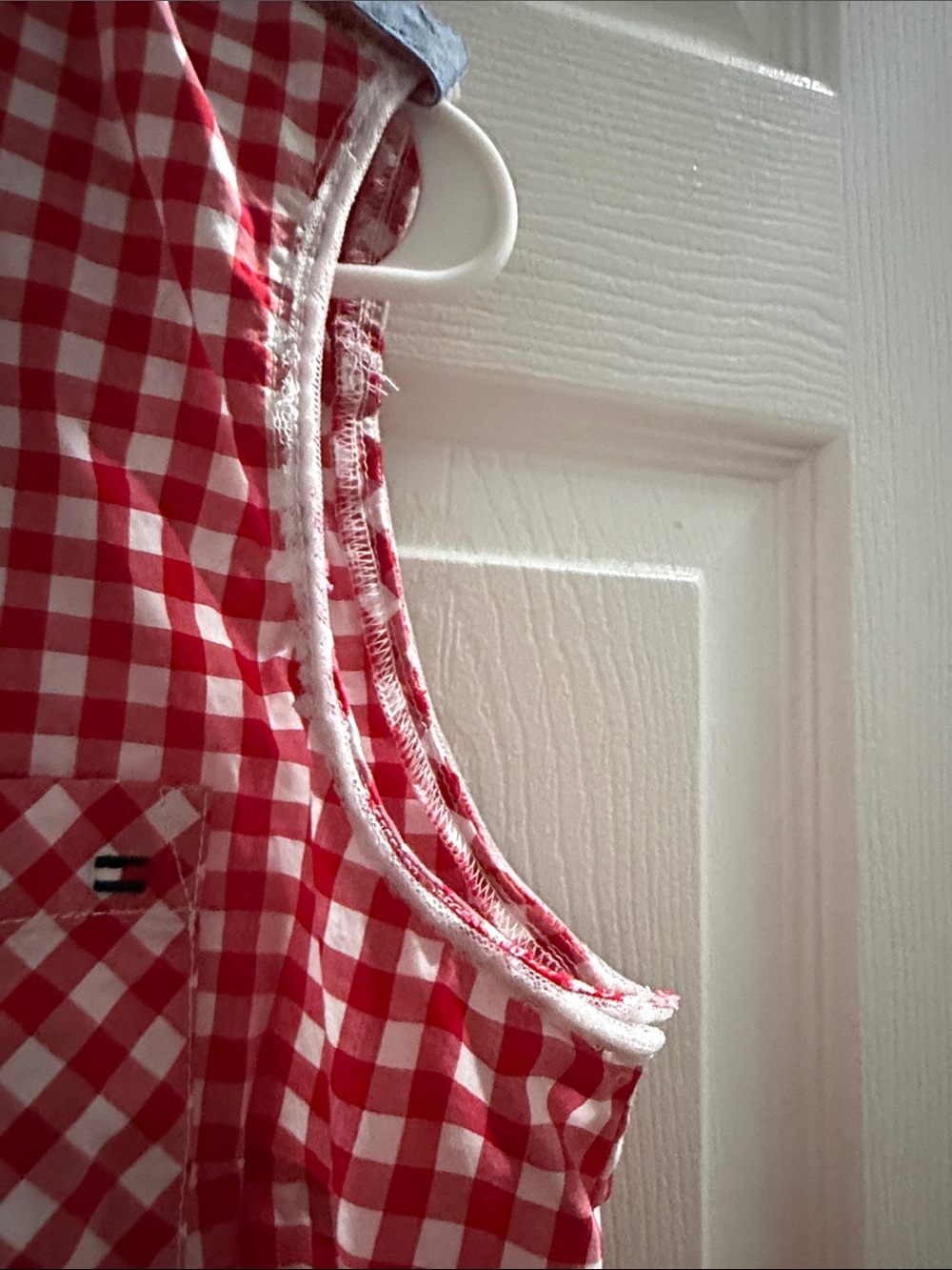 Tommy Hilfiger Red & White Gingham Sleeveless Button-Up Top - Picture 2 of 6